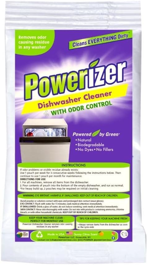 Powerizer Dishwasher Cleaner Descaler Pouches with Odor Control (5)