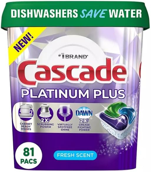 Cascade Platinum Dishwasher Detergent Powder 92 Fresh Scent ActionPacs Net Wt 51.2 Ounce