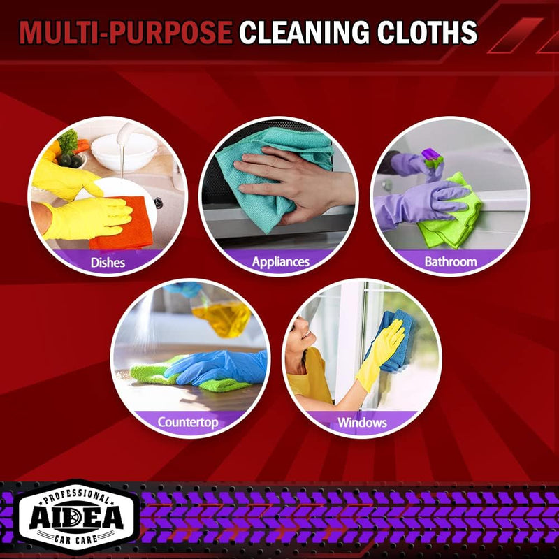 AIDEA Microfiber Cleaning Cloths-50PK, Microfiber Towels for Cars, Premium All-Purpose Car Cloth, Dusting Cloth Cleaning Rags, Absorbent Microfiber Cloth for SUVs, House, Kitchen, Window-12×12"