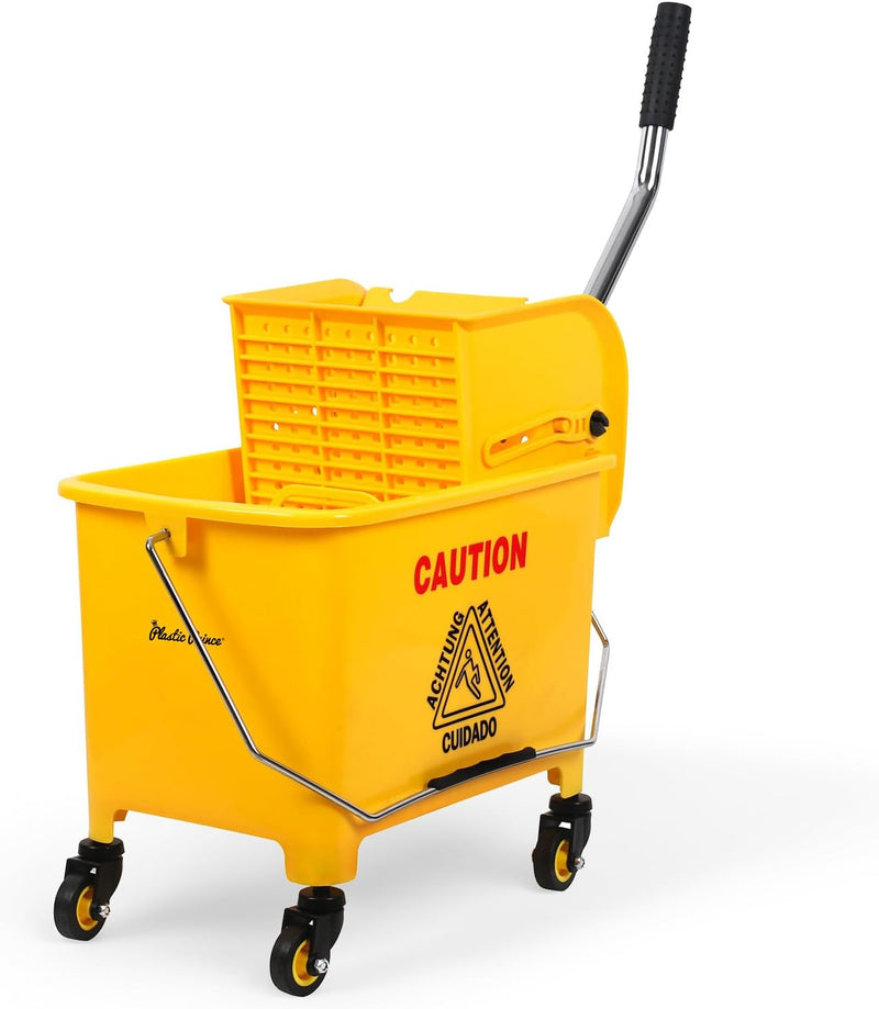 Yellow Mop Bucket and Upward Press Wringer, 20 Qt/5-Gallon, Perfect for Household Floor Cleaning