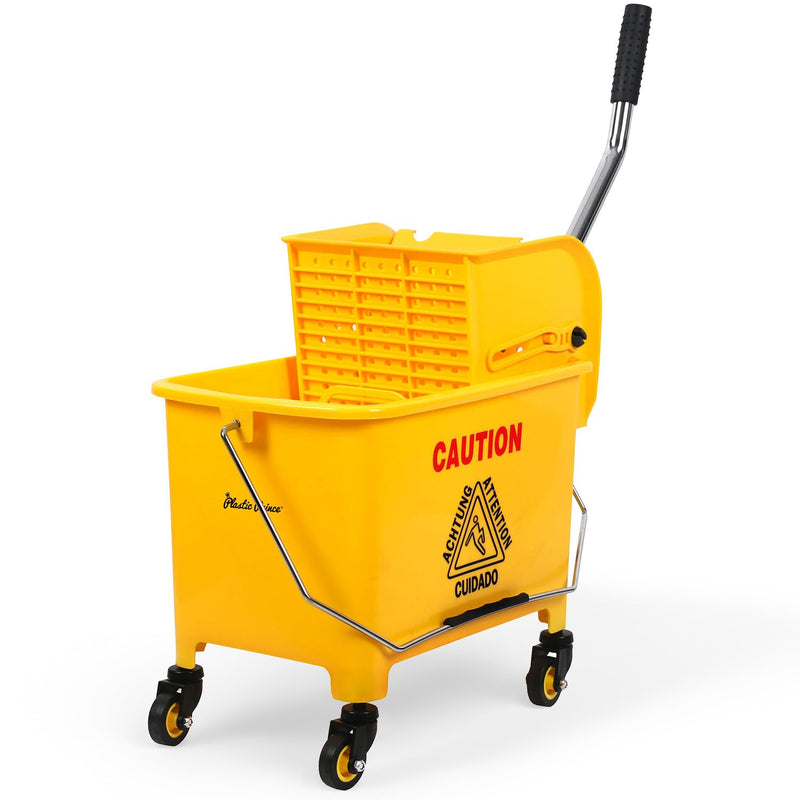 Yellow Mop Bucket and Upward Press Wringer, 20 Qt/5-Gallon, Perfect for Household Floor Cleaning