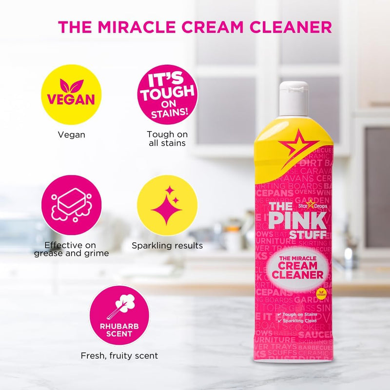 Stardrops - The Pink Stuff - The Miracle Cleaning Paste, Multi-Purpose Spray, Bathroom Foam Spray, Window & Glass Cleaner, and Cream Cleaner Bundle