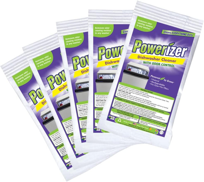 Powerizer Dishwasher Cleaner Descaler Pouches with Odor Control (5)