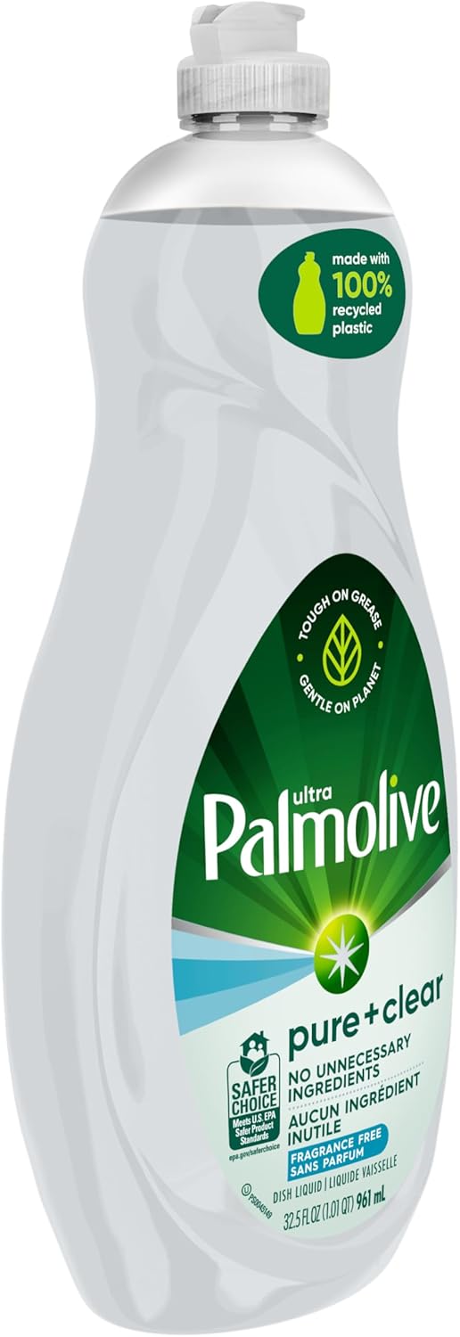 Palmolive Ultra Dishwashing Liquid Dish Soap, Pure + Clear Fragrance Free - 32.5 Fluid Ounce (Packaging may vary)