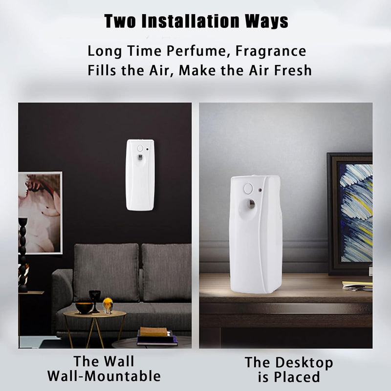 Automatic Adjustable Fragrance Dispenser, Indoor Wall-Mounted Automatic Air Freshener Auto Fragrance Aerosol Dispenser Automatic Spray with Light Sensor