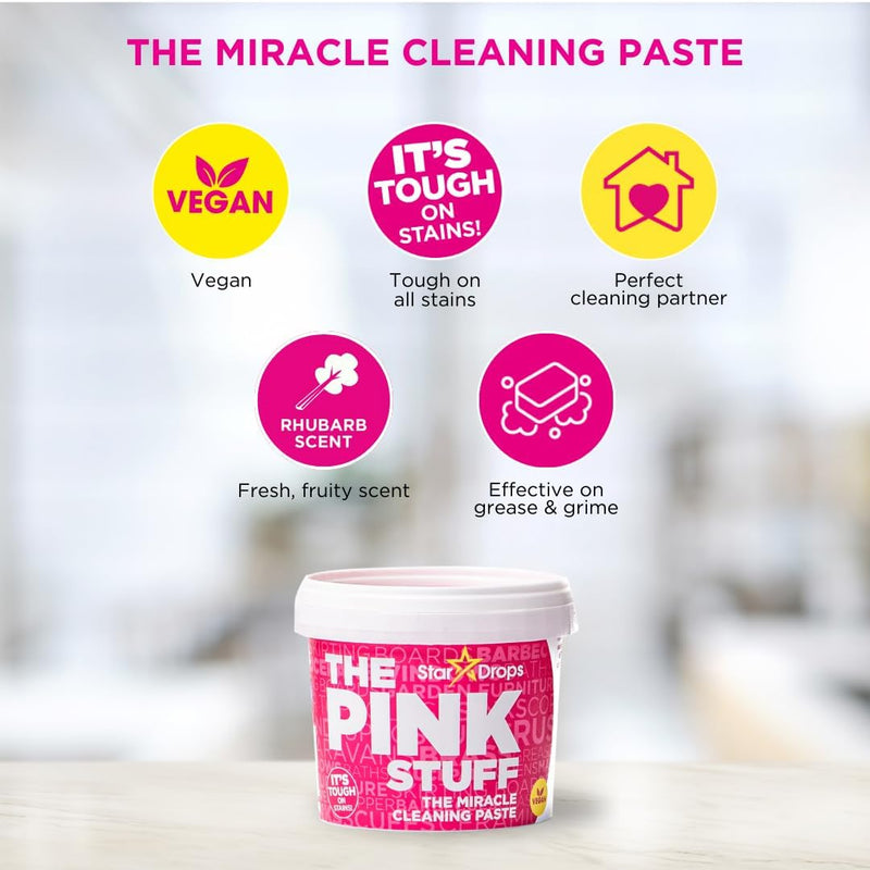 Stardrops - The Pink Stuff - The Miracle Cleaning Paste, Multi-Purpose Spray, Bathroom Foam Spray, Window & Glass Cleaner, and Cream Cleaner Bundle