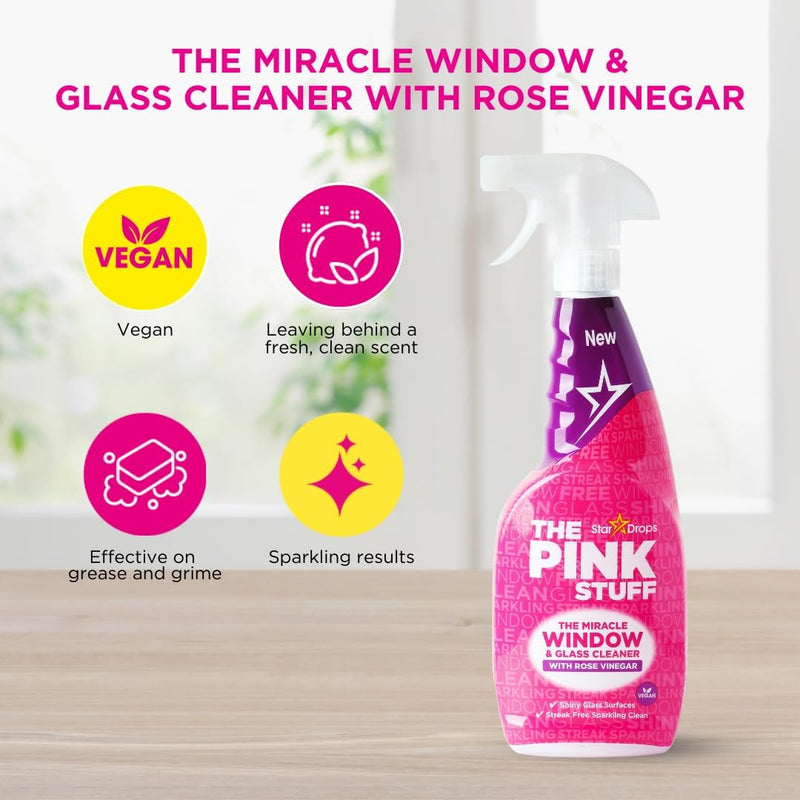 Stardrops - The Pink Stuff - The Miracle Cleaning Paste, Multi-Purpose Spray, Bathroom Foam Spray, Window & Glass Cleaner, and Cream Cleaner Bundle