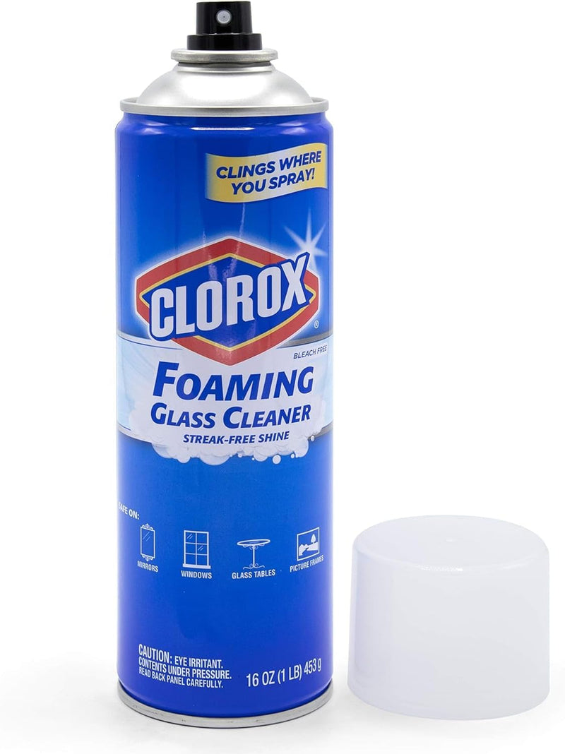 Clorox Foaming Glass Cleaner Aerosol, 16 Oz Twinpack | All Purpose Window And Glass Cleaner Spray | Washes Away Dirt | Streak-Free & No-Drip formula Glass Cleaners for Windows and Mirrors