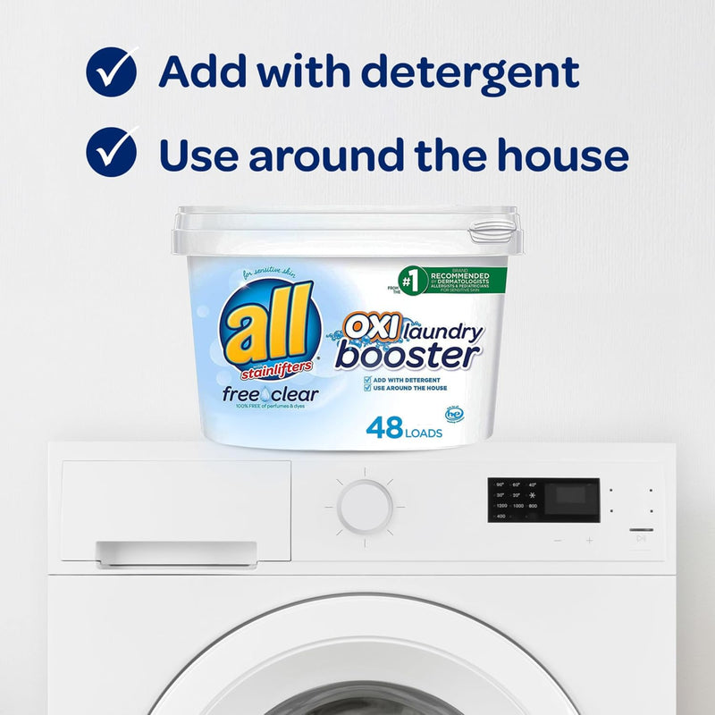 All OXI Laundry Booster for Sensitive Skin, Free Clear, 52 Ounces, 48 Loads