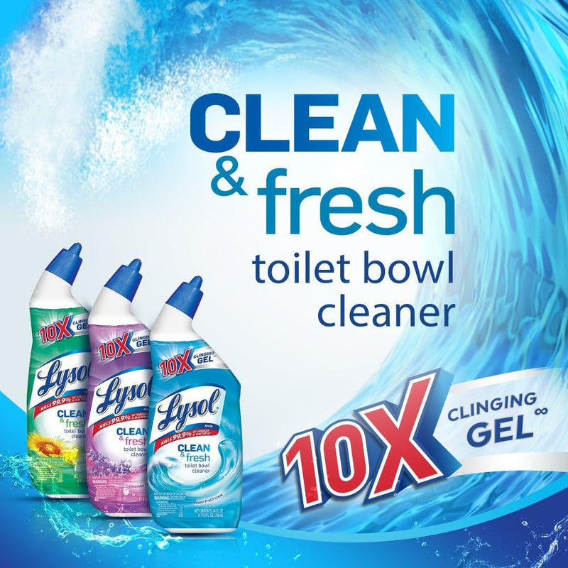 Lysol Toilet Bowl Cleaner Gel, For Cleaning and Disinfecting, Stain Removal, Forest Rain Scent, 24oz