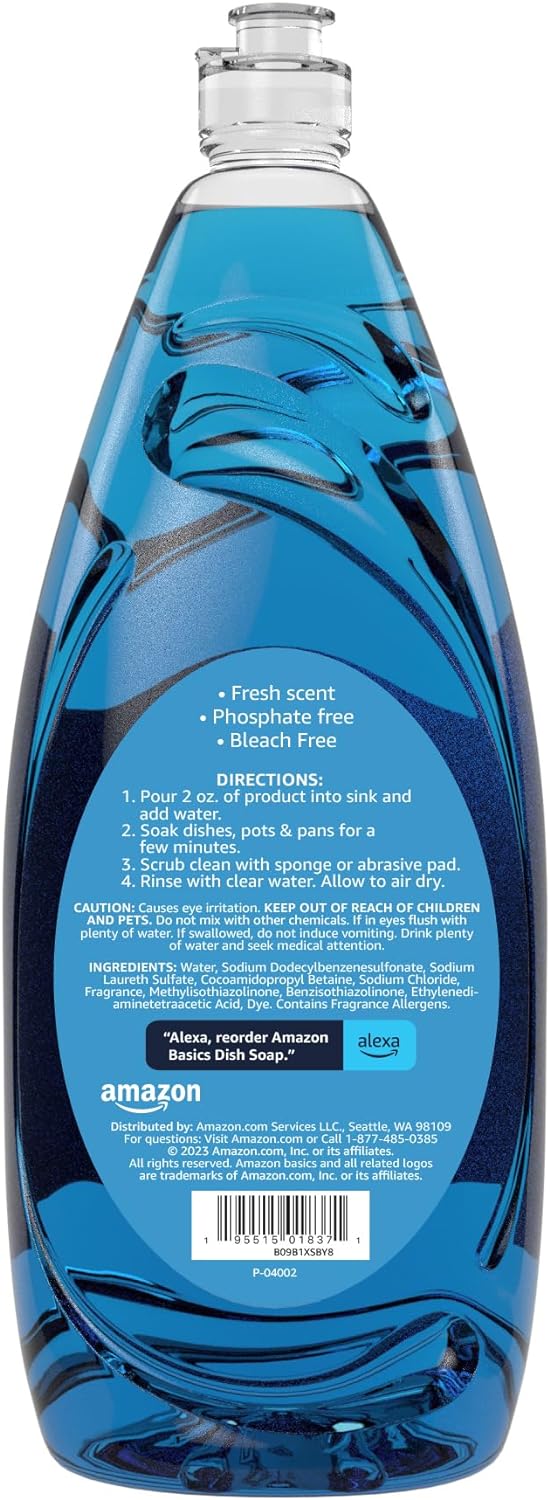 Amazon Basics Dish Soap, Fresh Scent, 50 Fl Oz, Pack of 1