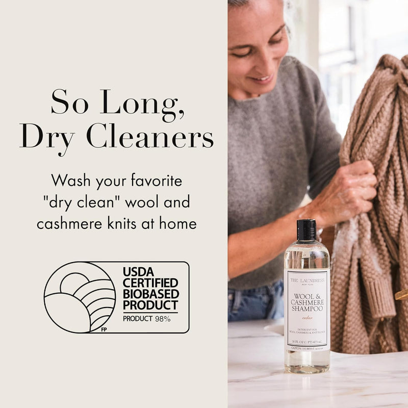 The Laundress Wool & Cashmere Shampoo, Double Concentrated, Cedar Scent, Wool Detergent, Wool Wash, Cashmere Shampoo, 16 Fl Oz