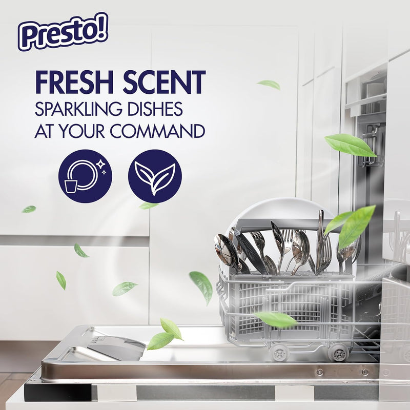 Amazon Brand - Presto! Triple Action Dishwasher Pacs, Anti-spotting, Fresh Scent, 70 Count