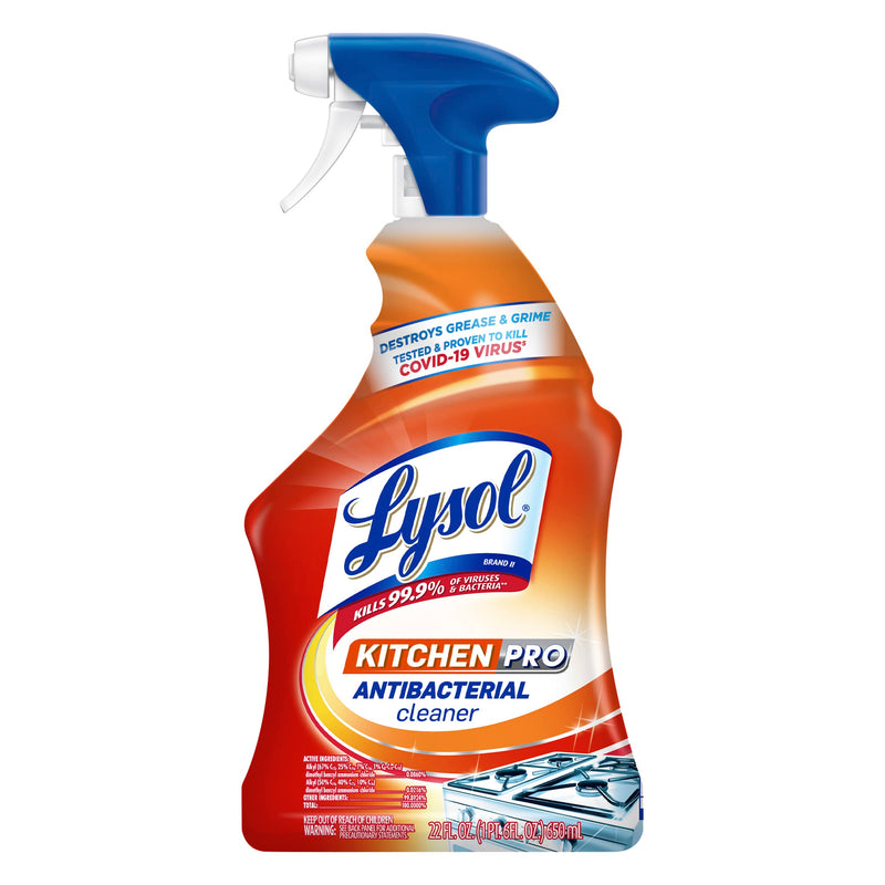 Lysol Pro Kitchen Spray Cleaner and Degreaser, Antibacterial All Purpose Cleaning Spray for Kitchens, Countertops, Ovens, and Appliances, Citrus Scent, 22oz