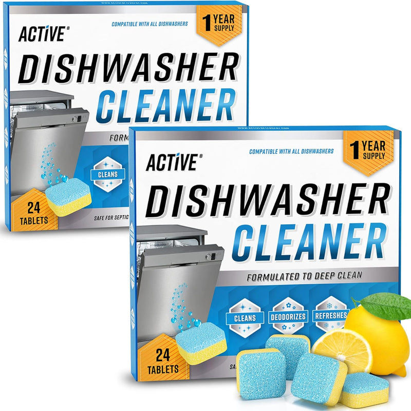 Dishwasher Cleaner Deodorizer Tablets 48 Pack - Deep Cleaning Descaler Pods Dish Washer Machine Clean, Heavy Duty & Septic Safe, Natural Limescale Remover, Hard Water, Calcium, Odor - 48 Count