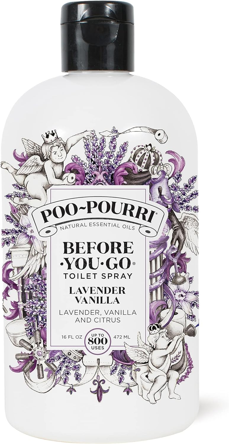 Poo-Pourri Before-You-Go Toilet Spray, Lavender Vanilla, Refill Bottle 16 Fl Oz - Lavender, Vanilla and Citrus