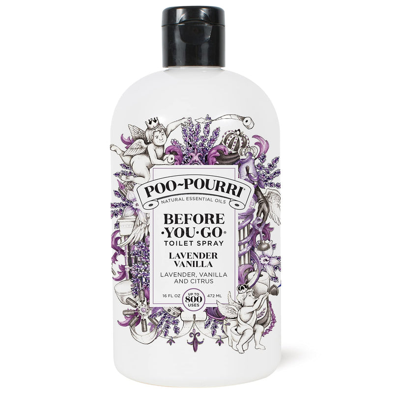 Poo-Pourri Before-You-Go Toilet Spray, Lavender Vanilla, Refill Bottle 16 Fl Oz - Lavender, Vanilla and Citrus