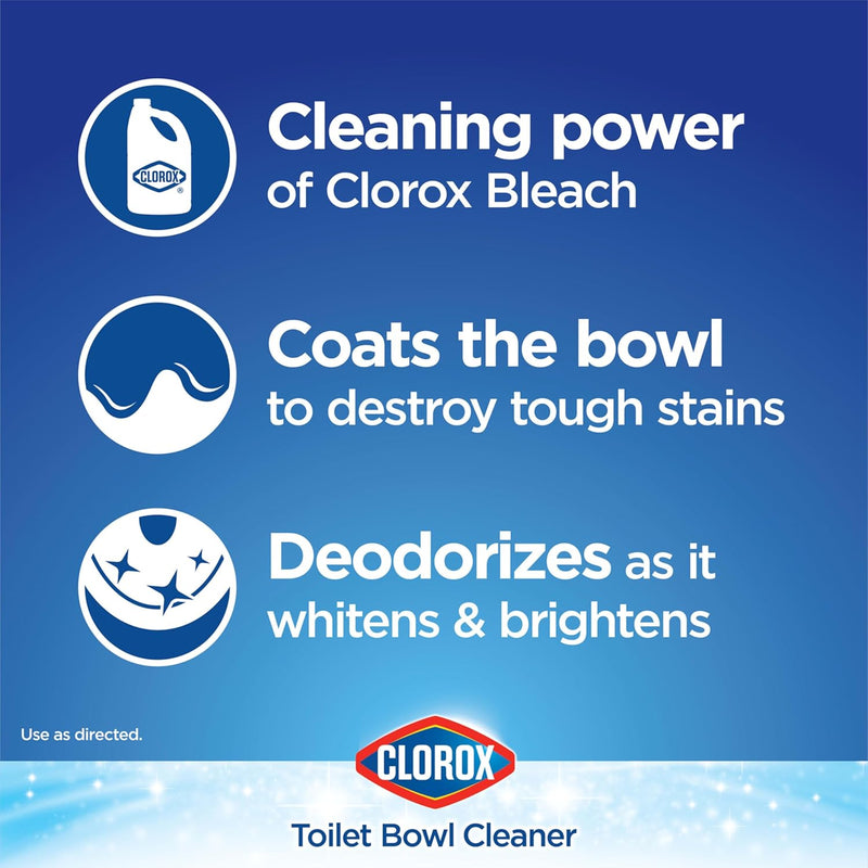 Clorox Toilet Bowl Cleaner, Clinging Bleach Gel, Ocean Mist - 24 Ounces, Pack of 2