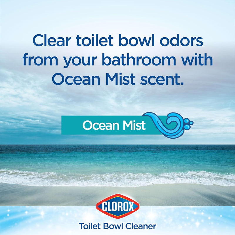 Clorox Toilet Bowl Cleaner, Clinging Bleach Gel, Ocean Mist - 24 Ounces, Pack of 2