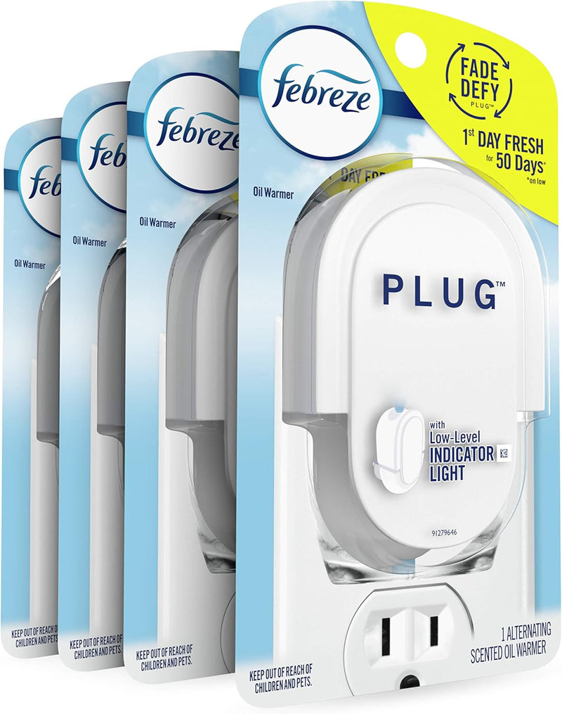 Febreze Plug In Air Freshener Fade Defy Plugs, Scented Oil Warmer, 4 Pack