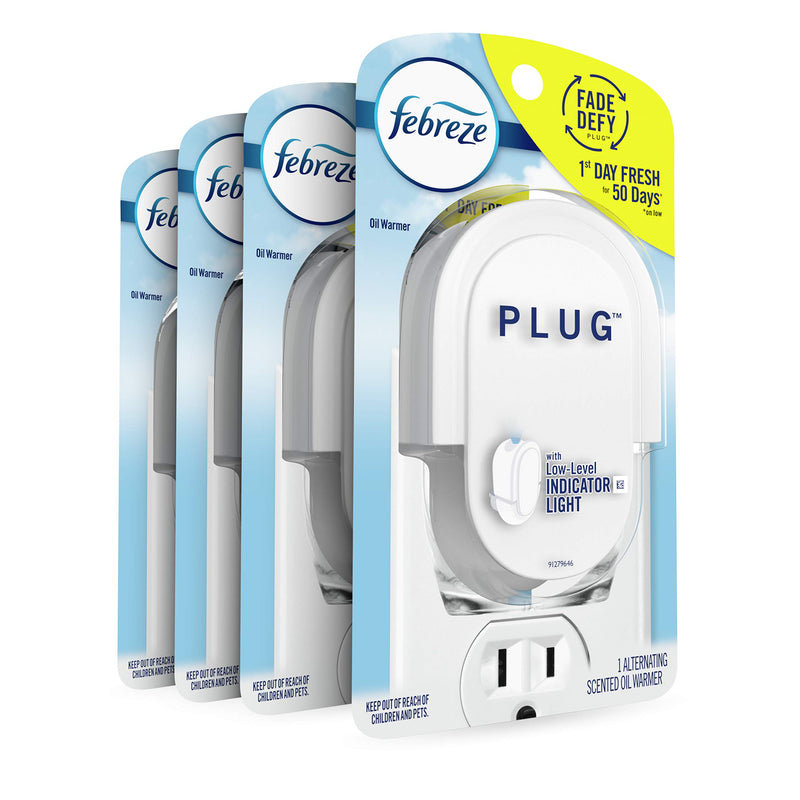 Febreze Plug In Air Freshener Fade Defy Plugs, Scented Oil Warmer, 4 Pack