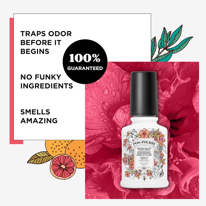 Poo-Pourri Before-You-Go Toilet Spray, Tropical Hibiscus, 2 Fl Oz - Hibiscus, Apricot and Citrus