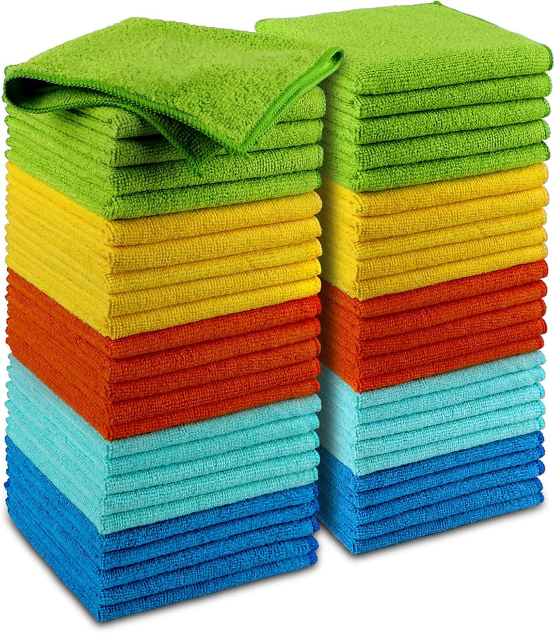 AIDEA Microfiber Cleaning Cloths-50PK, Microfiber Towels for Cars, Premium All-Purpose Car Cloth, Dusting Cloth Cleaning Rags, Absorbent Microfiber Cloth for SUVs, House, Kitchen, Window-12×12"