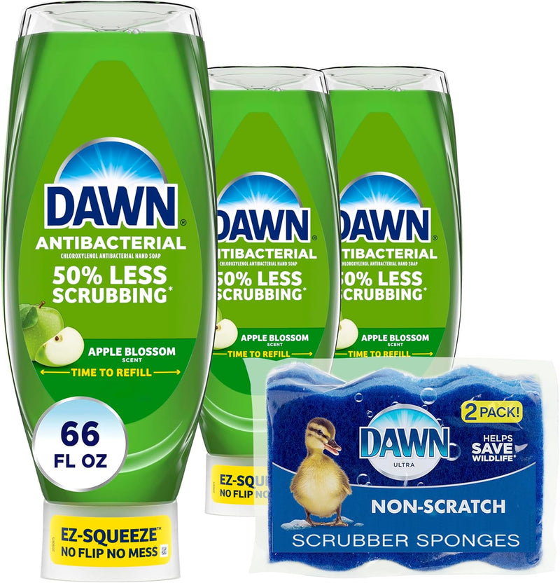 Dawn Ultra Anti-Bacterial EZ-Squeeze Hand Soap, Apple Blossom, 3x22 Fl Oz (Packaging may vary)