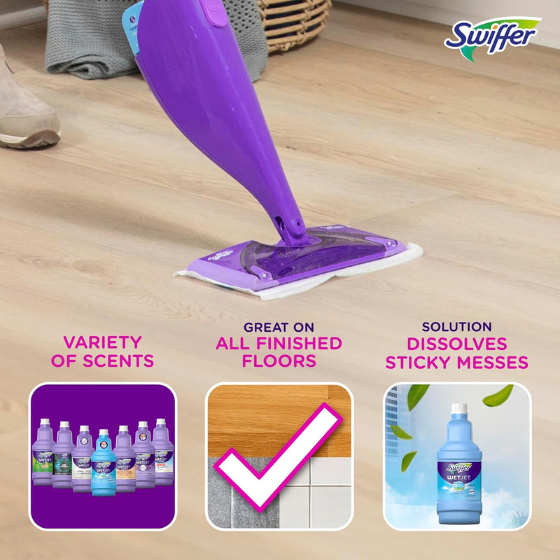 Swiffer WetJet Multi-Purpose and Hardwood Liquid Floor Cleaner Solution Refill, Bathroom Cleaning Supplies, with Gain Scent (2 count, 42.2 fl oz each)