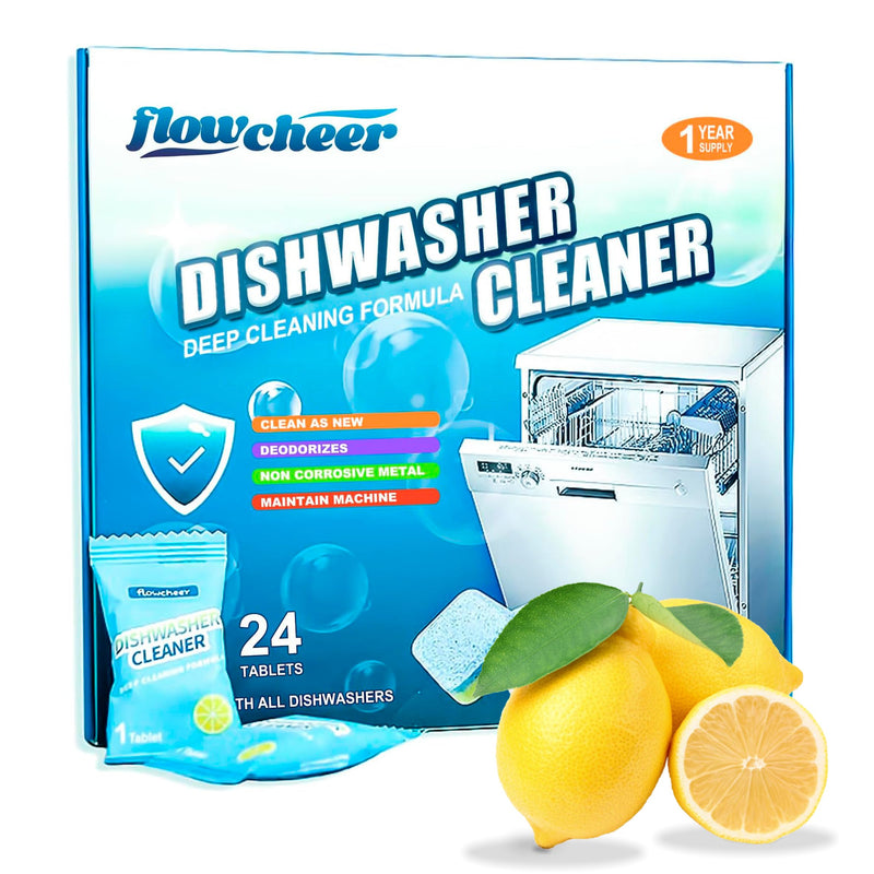 Dishwasher Cleaner and Deodorizer Tablets - 24 Pack for 12 Month Supply - Removes Smell, Limescale, Hard Water Residue, and Odor - Deep Cleaning Descaler Pods