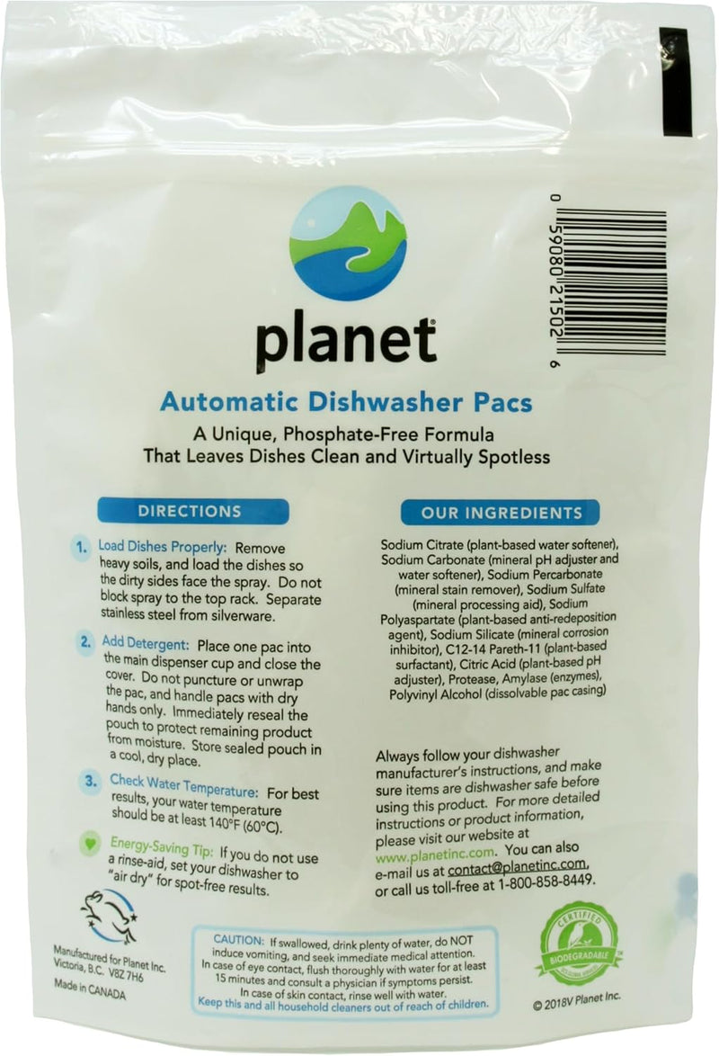 Planet Automatic Free & Clear Dishwasher Pacs, 12.7 Ounce