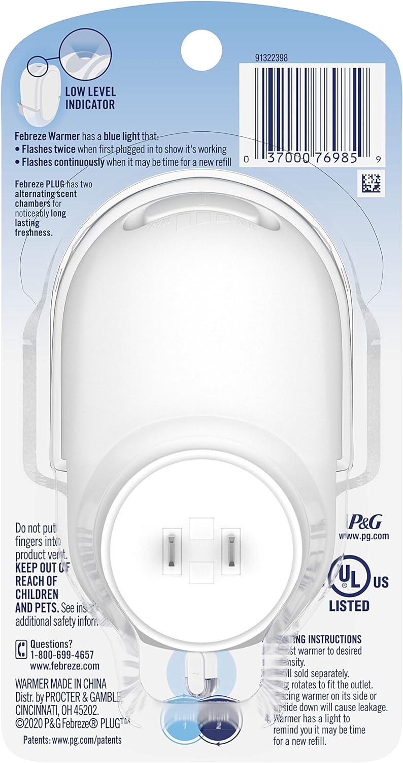 Febreze Plug In Air Freshener Fade Defy Plugs, Scented Oil Warmer, 4 Pack