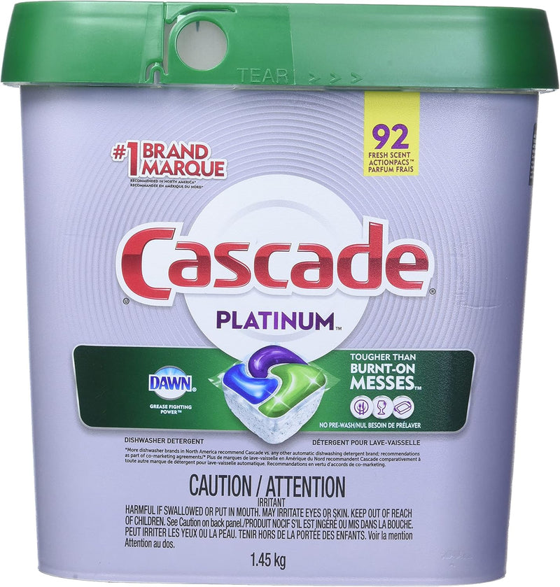 Cascade Platinum Dishwasher Detergent Powder 92 Fresh Scent ActionPacs Net Wt 51.2 Ounce