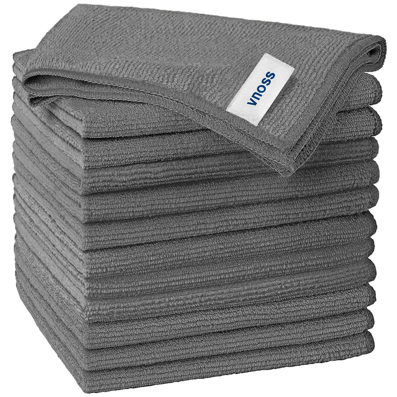 Microfiber Cleaning Cloth, 12 Pack Premium Microfiber Towels for Cars, Lint Free, Highly Absorbent and Reusable Cleaning Rags for Car, Household, Kitchen, Window, 12"X12", Gray